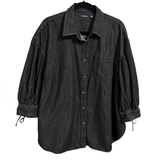 Lauren Ralph Lauren Black Button-Down Shirt
Denim Blouson-Sleeve Blouse Size 2X - Picture 4 of 9